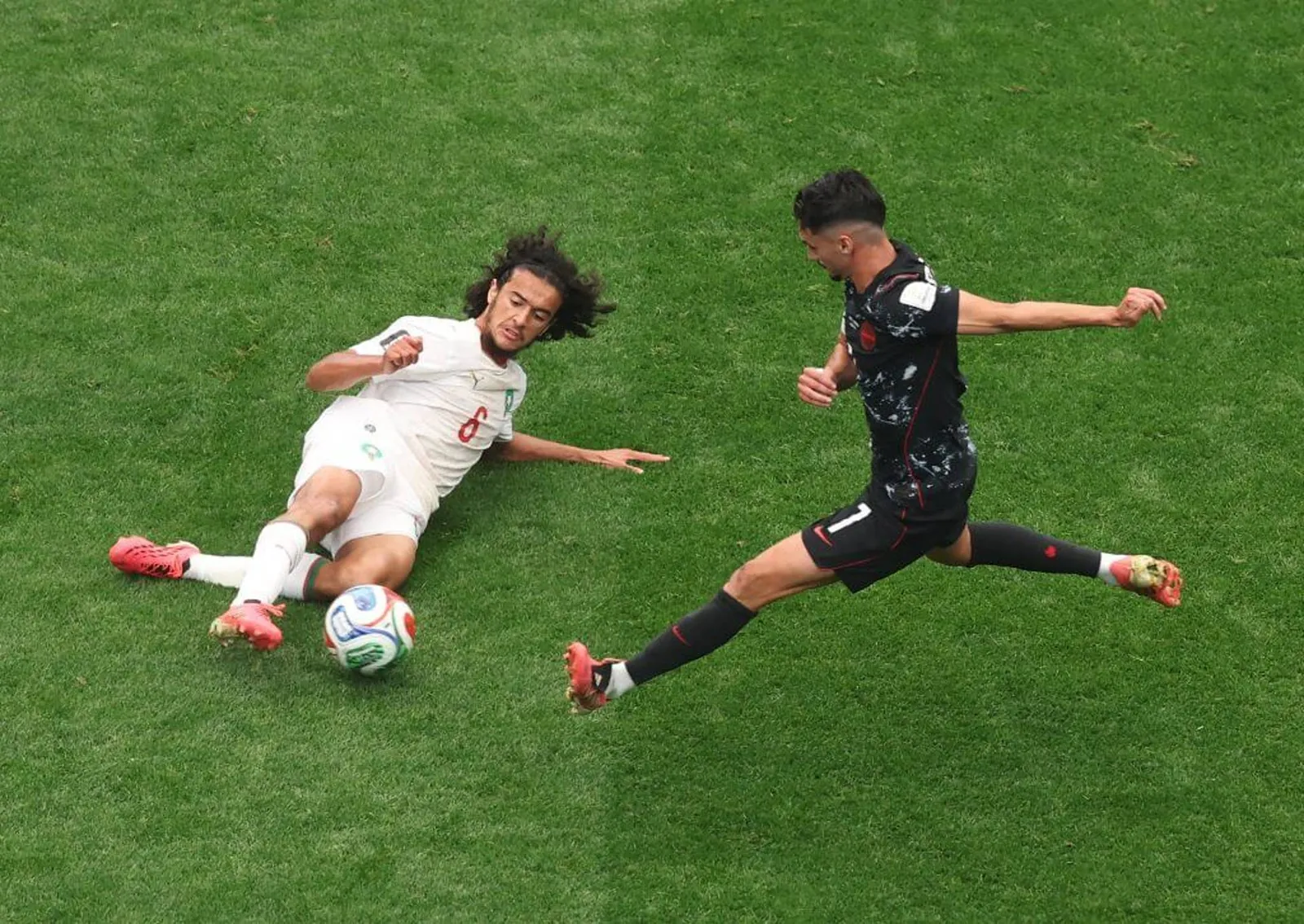Ayyoub Bouaddi in action for Morocco against Canada at the World Cup